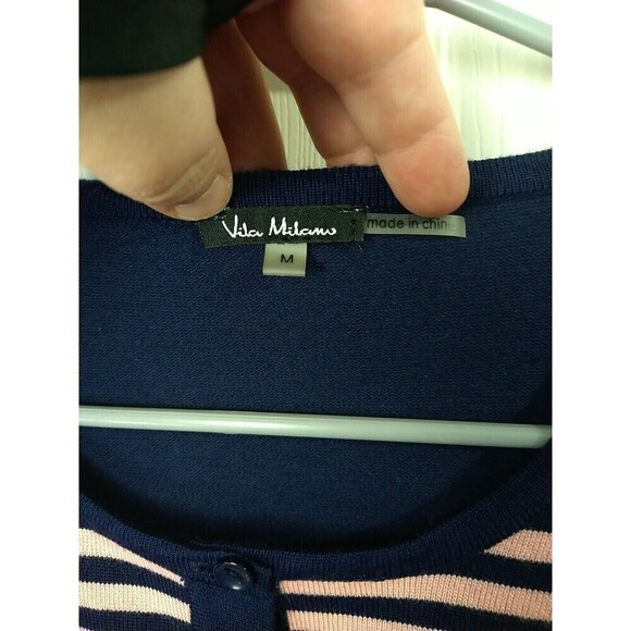 Vila Milano Blue Pink Button Front Long Sleeve Cardigan. Size M - Picture 7 of 9